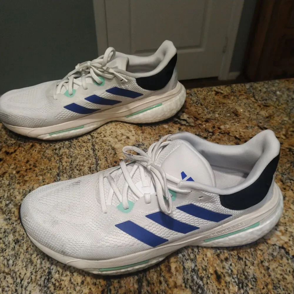 Rare Adidas Solarglide 6 Running Shoes Cloud White Blue Mint Men's US 11